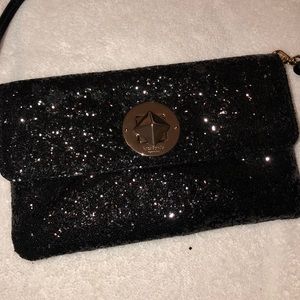 Kate Spade Black Glittery Clutch + Crossbody